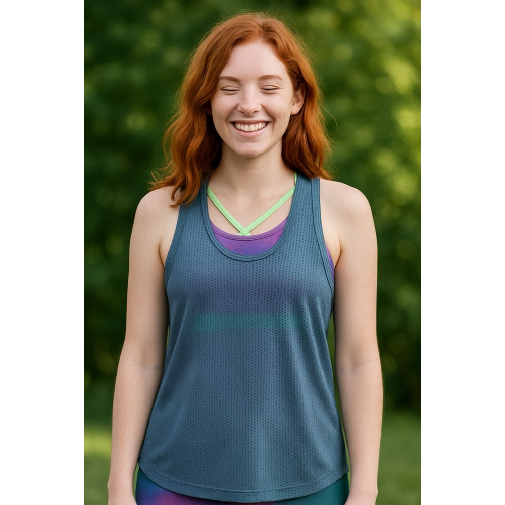 Ideology Tank Top with Sports Bra Blue Purple Women's Size M